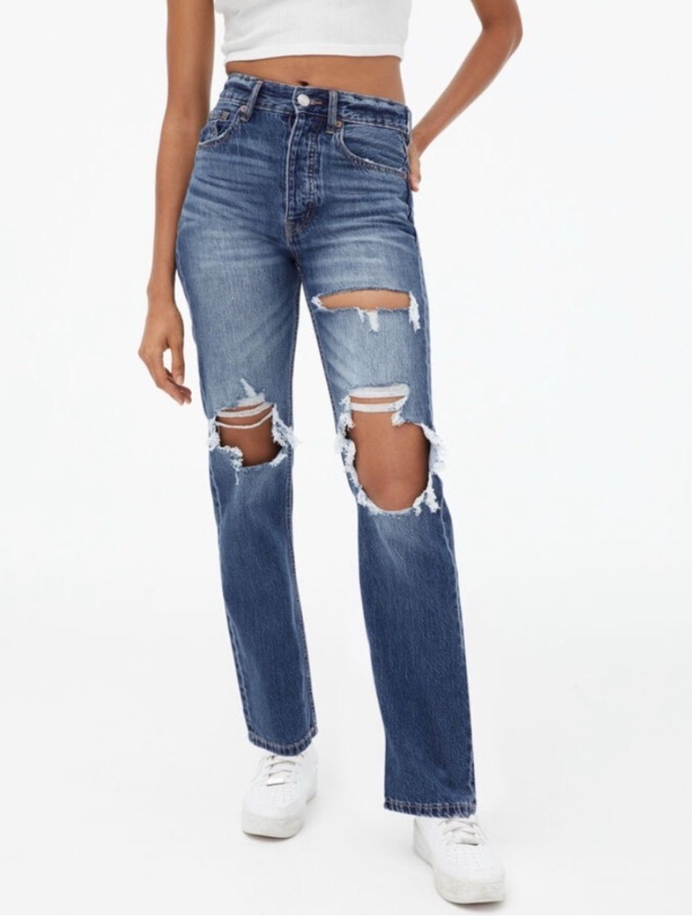 Aeropostale 90s Baggy Distressed Jeans Women’s Size 10 Regular medium Wash Denim